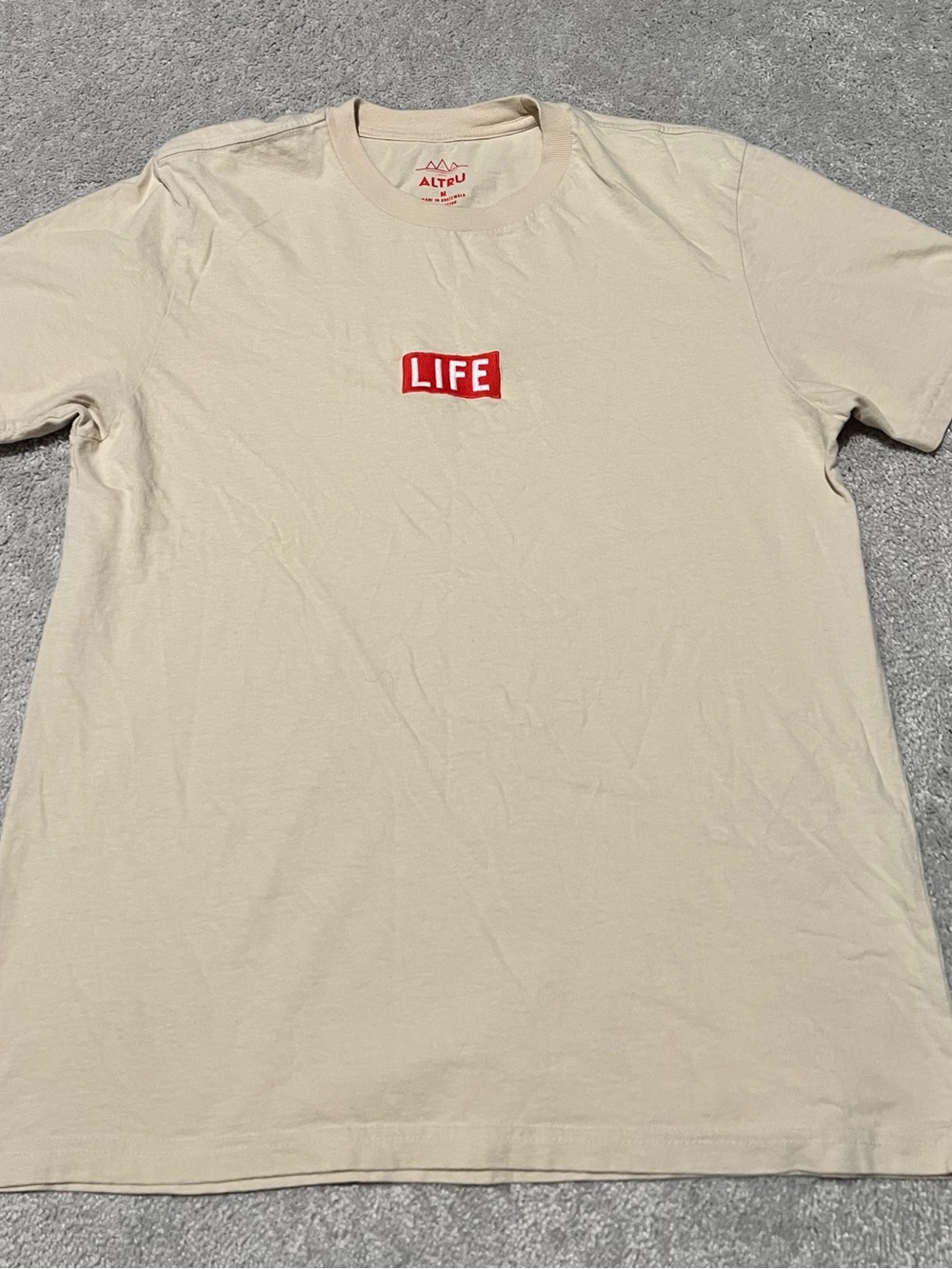 Altru Cream Short Sleeve T-Shirt with Red LIFE Logo